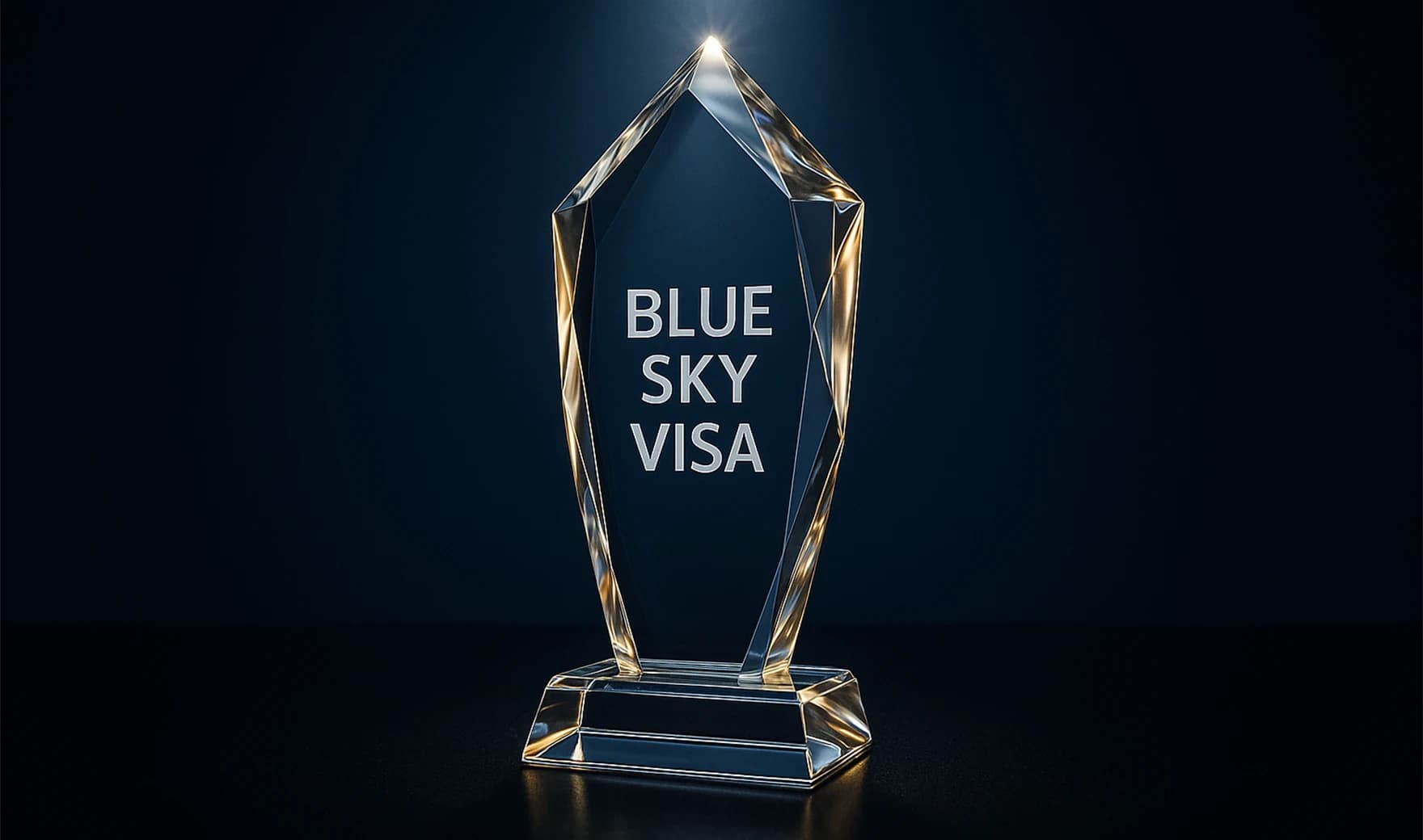 Blue Sky Visa kuruluş hikayesi ve ödül görseli